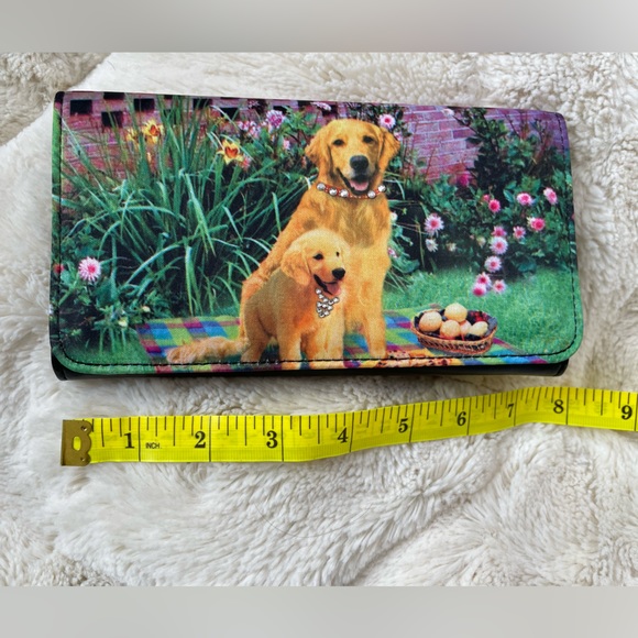 Golden Retriever Mom and Puppy Dog Wallet w Rhinestones Collars NWOT Trifold - Picture 4 of 7